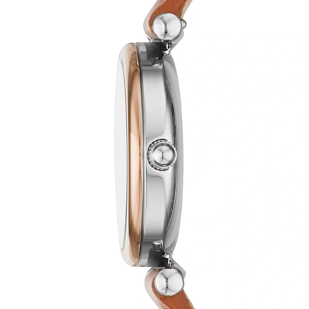 NEW Fossil 28mm Carlie Mini Three-Hand Tan Leather Watch - Picture 2 of 5